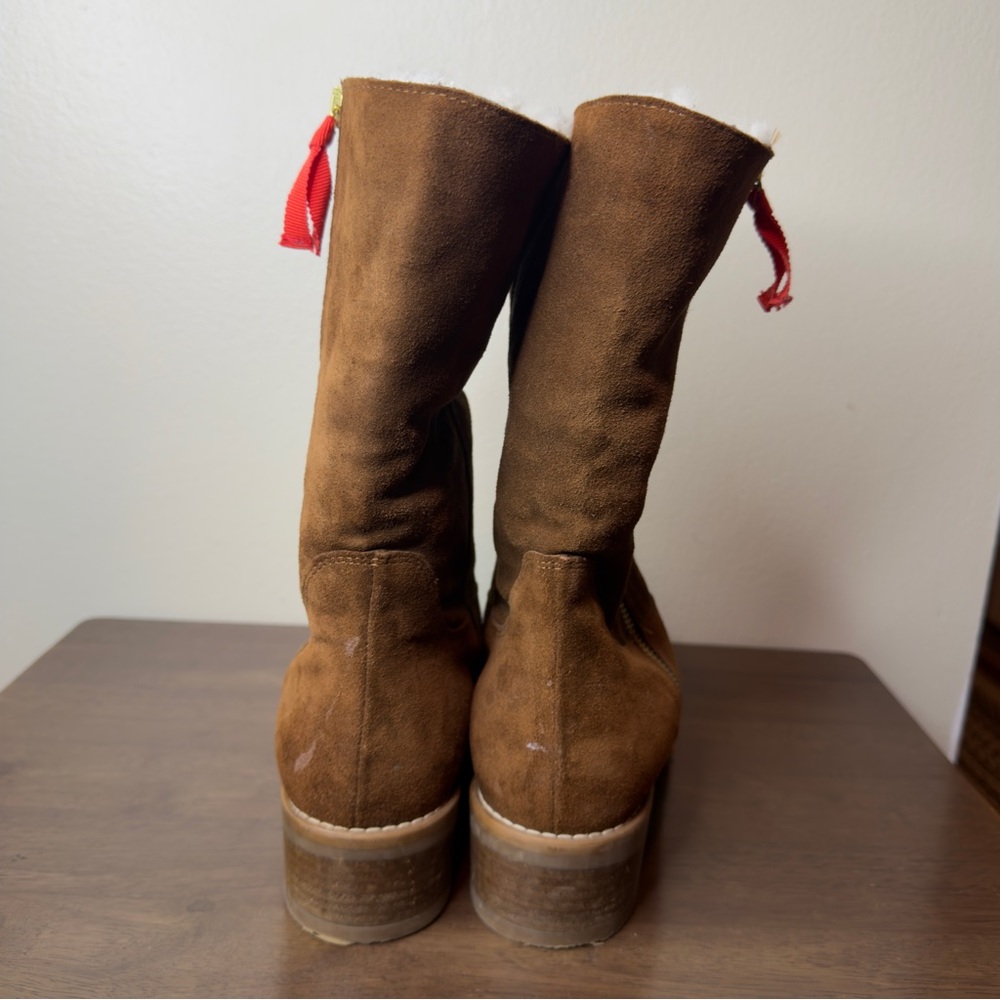 Boden Brown Suede Sheepskin Boots Sz 37 - Picture 3 of 7